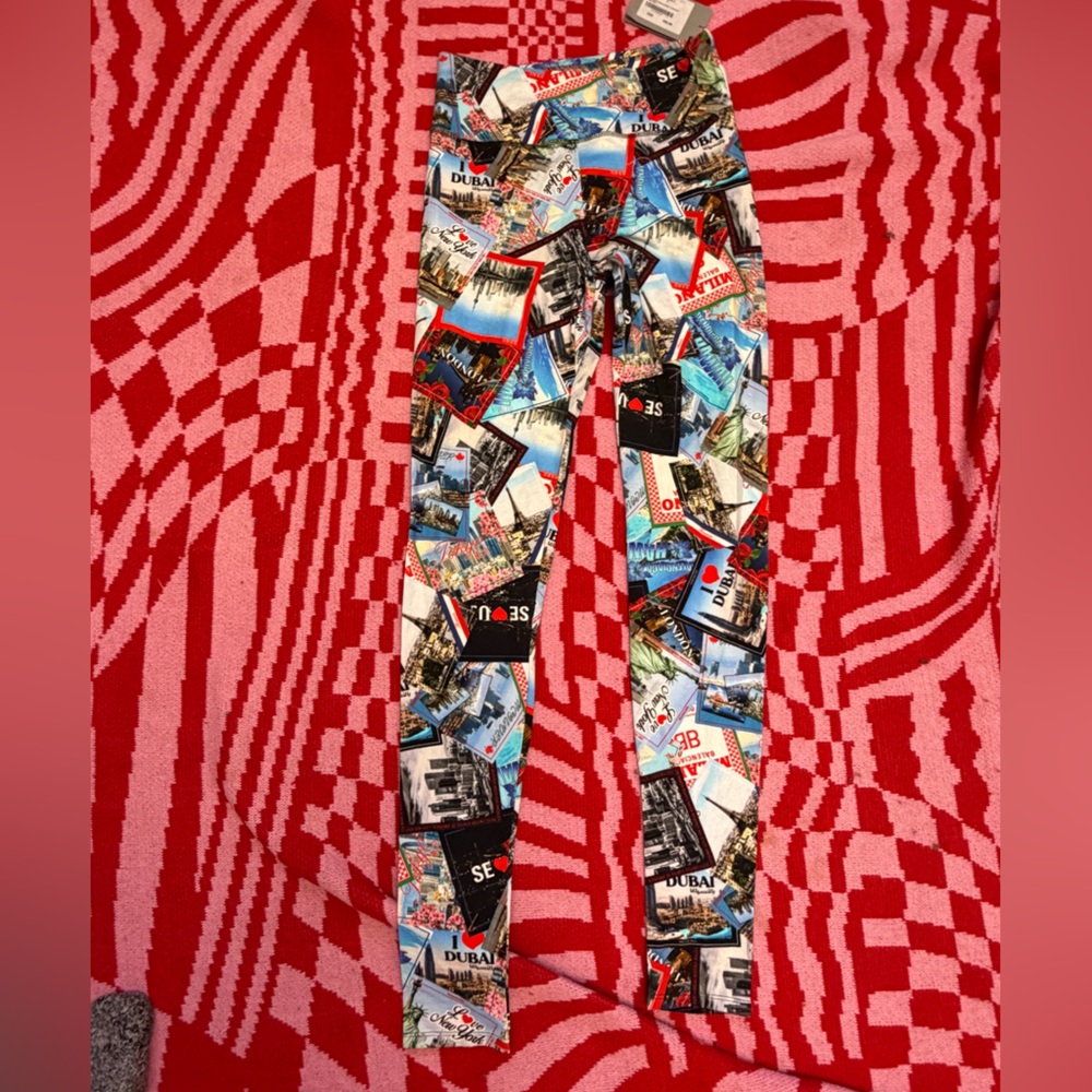 Balenciaga Multicolor Postcard Print Leggings - New with tags